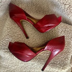 Jessica Simpson Cherry Red Peep Toe Pumps